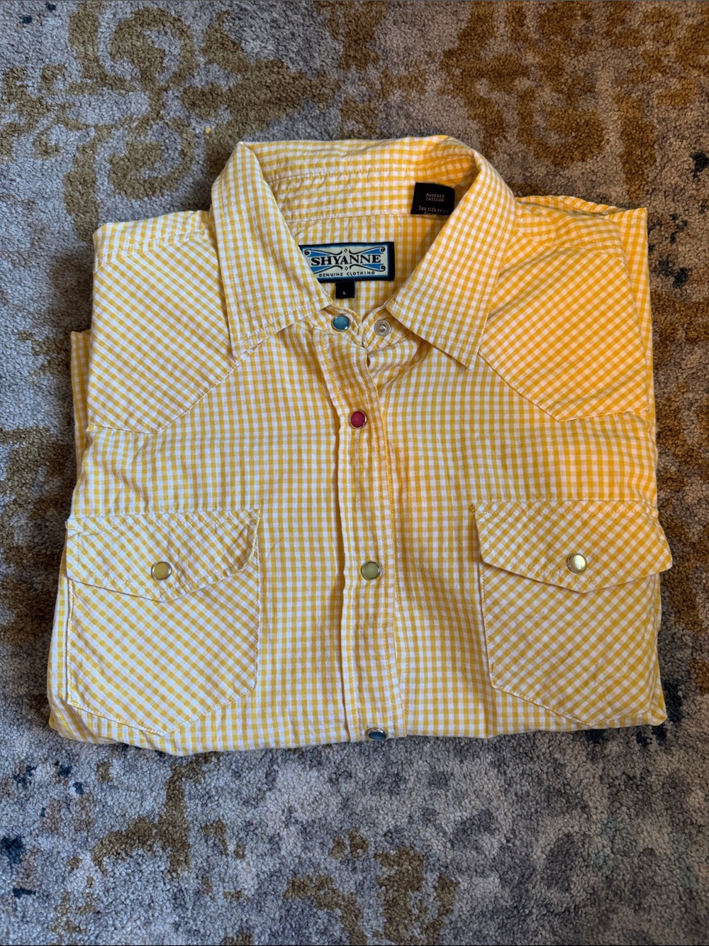 VINTAGE Shyanne Yellow Gingham Button-Down Western Shirt